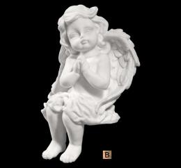 SYNTHETIC MARBLE ANGEL SITTING LEATHER FINISH